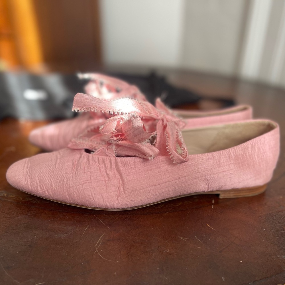 Sleeper Mille-Feuille Pink Silk Ballet Flats 41 10.5